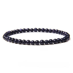 4mm Blue Sandstone Sparkly Natural Gemstone Beaded Stretchy Bracelet NWT